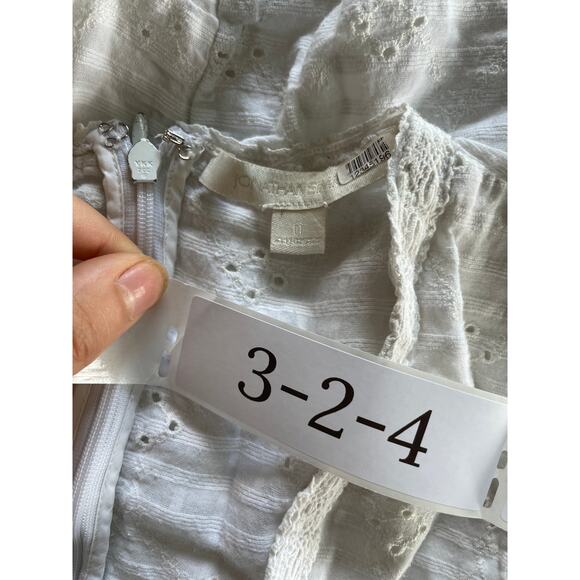 Jonathan Simkhai Dress‎ Women 0 White Embroidery V Neck Eyelet Mini Cotton - Picture 5 of 12